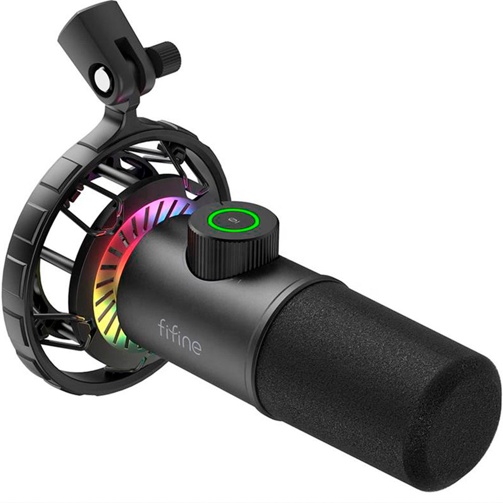 FIFINE K658 Dynamic RGB USB Microphone, Black