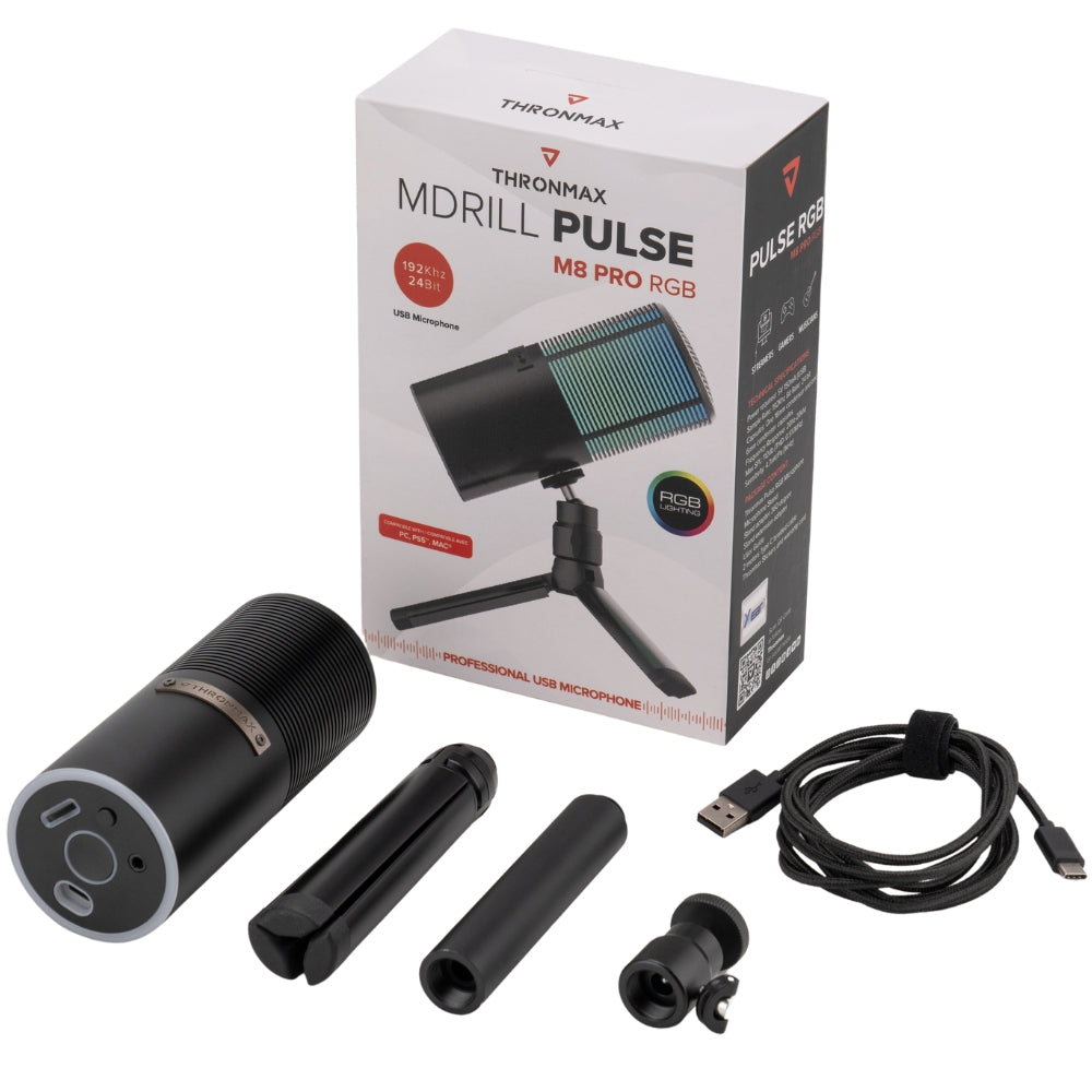 THRONMAX M8P Condenser RGB USB PULSE PRO 96KHZ Microphone, Black