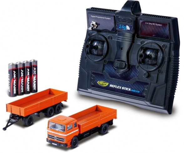 1:87 MB 1620 flatbed w.trailer 100% oran
