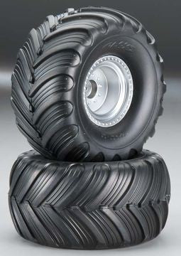 Traxxas 3665 Tires & Wheels Terra Groove/Satin Chrome 2.2/3.0 Truck (2)