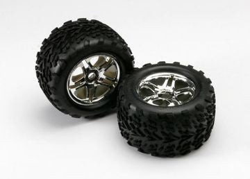 Traxxas 5174R Tires & Wheels Talon/SS Chrome (17mm) 3.8" (2)
