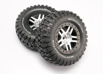 Traxxas 5877 Tires & Wheels BFGoodrich/S-Spoke Satin Chrome 2WD Front (2)