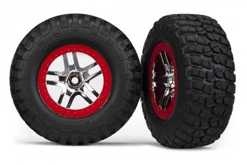 Traxxas 5877R Tires & Wheels BFGoodrich S1/S-Spoke Chrome Red 2WD Front