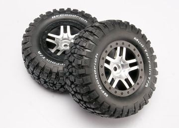 Traxxas 6873 Tires & Wheels Goodrich/S-Spoke Chr. -Black 4WD/2WD Rear TSM