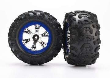 Traxxas 7274 Tires & Wheels Canyon AT/Geode Chrome-Blue 2.2" 1/16 (2)