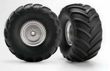 Traxxas 3663 Tires & Wheels Terra Groove/Satin Chrome 2.0/3.0" Truck (2)