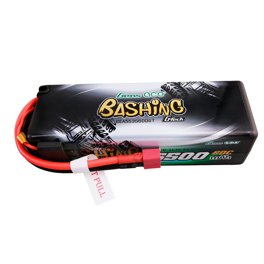 GENS ACE GE3-5500-3SDGT - Gensace Bashing LiPo 3S 11.1V-5500-60C Deans 138x47x37mm 380g Bullet