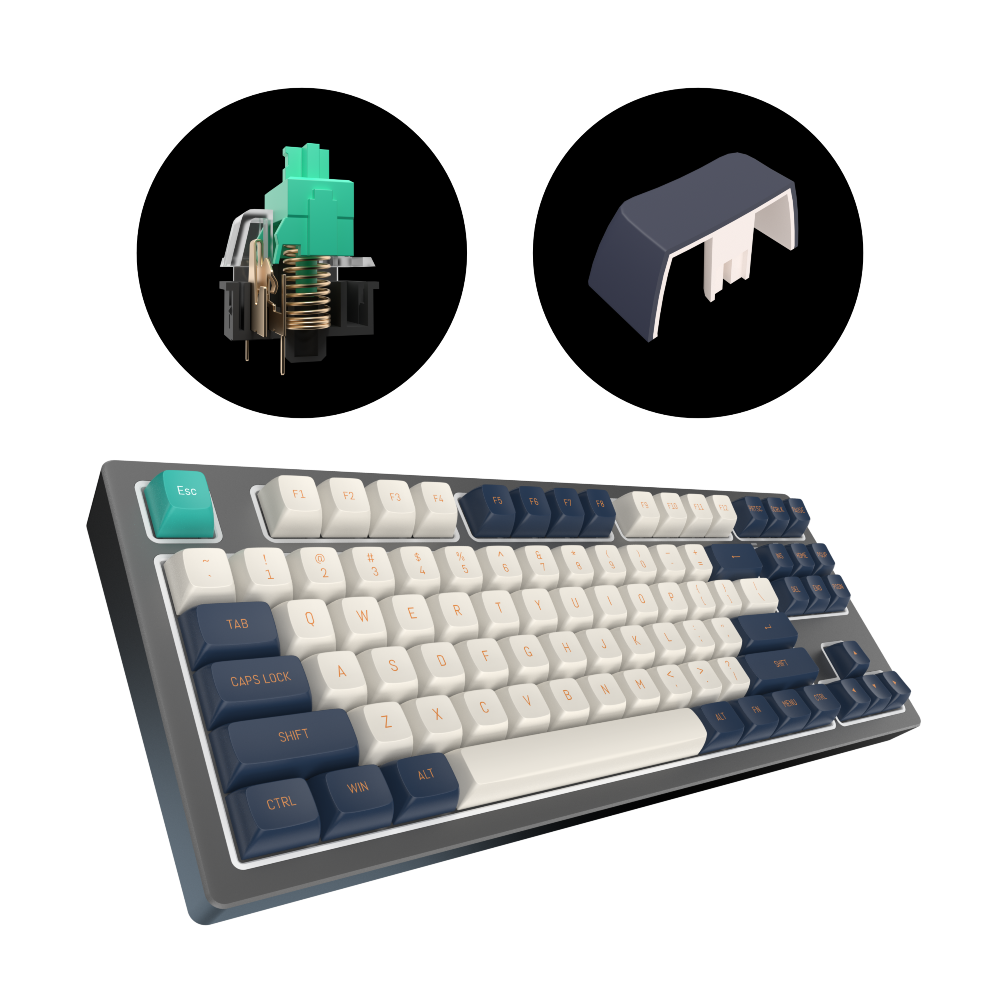 Dark Project / KD87B LTD Aluminum / Black & Cloud Grey - Gateron Cap Teal RGB (ENG)