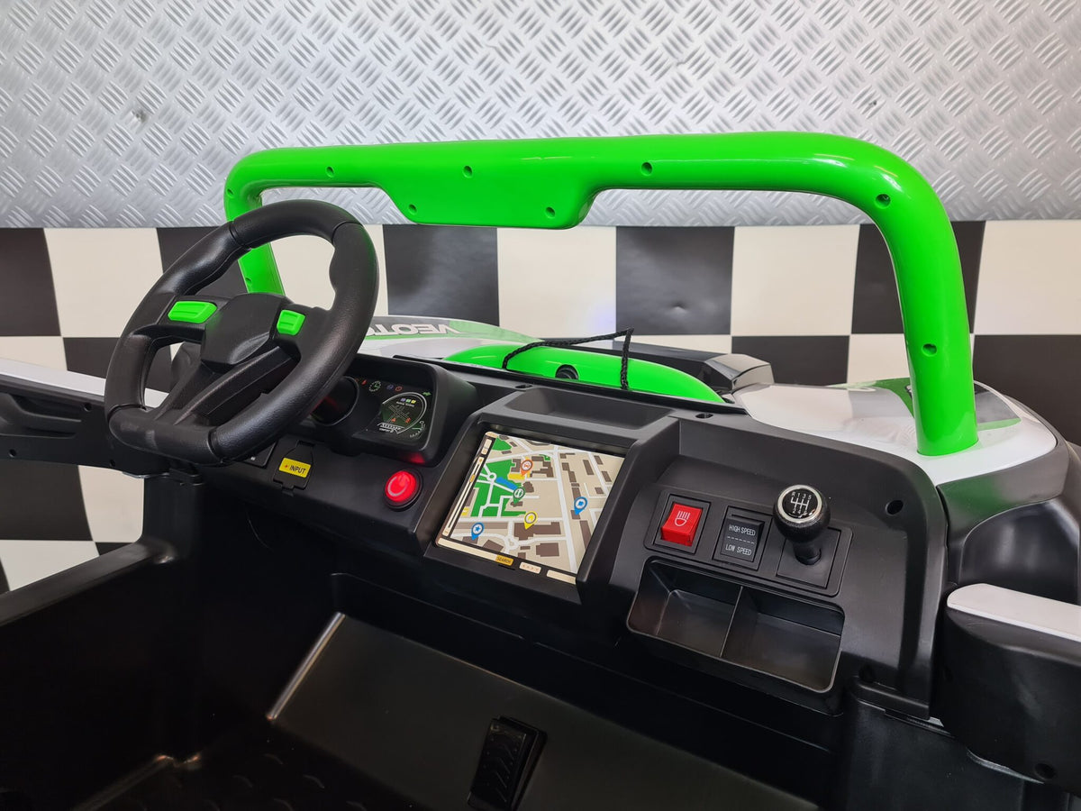 Barnbuggy 24V – 2 personer, vit/grön