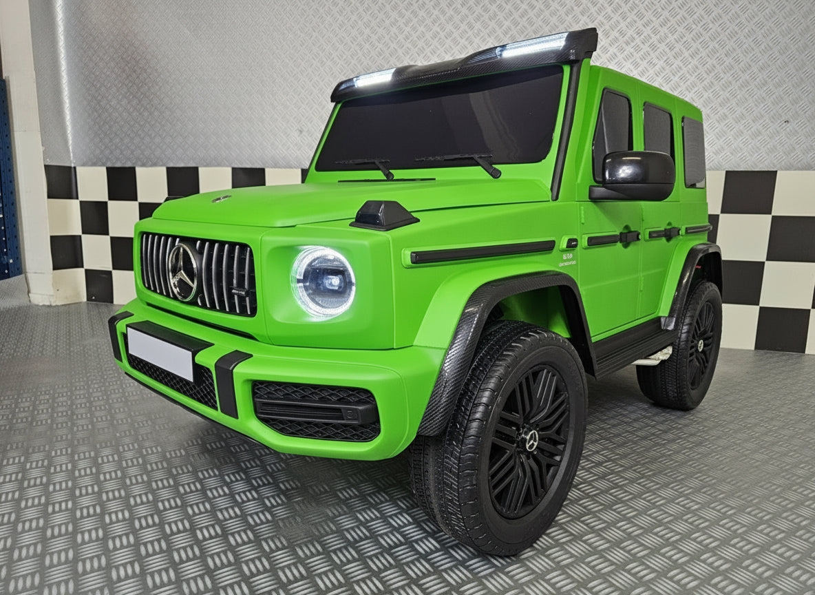 Mercedes-Benz G63 AMG 24V elbil för barn – 2 personer, matt grön