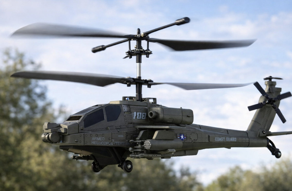 Fjernstyret Apache AH-64 Koaksial begynder helikopter – 3,5-kanals RTF
