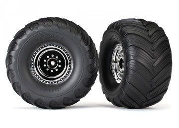 Traxxas 3665X Tires & Wheels Terra Groove/Satin Chrome 2.2/3.0 Truck (2)