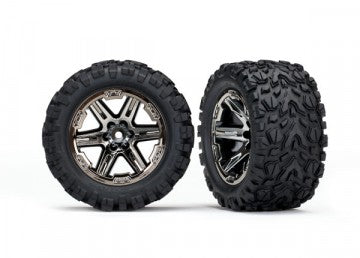 Traxxas 6774X Tires & Wheels Talon Extreme/RXT Black Chrome 2.8" 2WD TSM