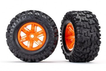 Traxxas 7772T Tires & Wheels Maxx AT/X-Maxx Orange (2)