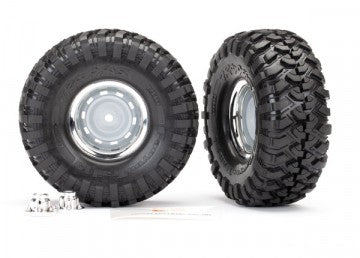 Traxxas 8166 Tire & Wheel Canyon Tr./Chro. 1.9"+Center Caps (for #8255A)
