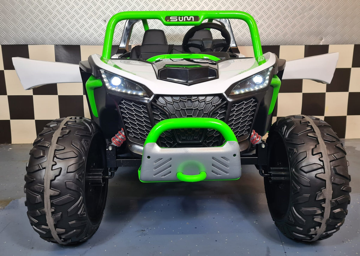 Barnbuggy 24V – 2 personer, vit/grön