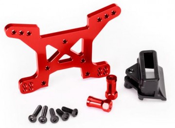 Traxxas 6739R Shock Tower Front Alu Red Rustler/Hoss 4x4