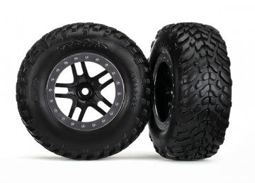 Traxxas 5889 Tires & Wheels SCT/S-Spoke Black-Satin 4WD/2WD Rear TSM