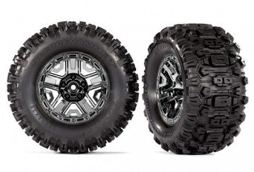 Traxxas 9072 Tires & Wheels Sledgehammer/Black Chrome 2,8" TSM (2)