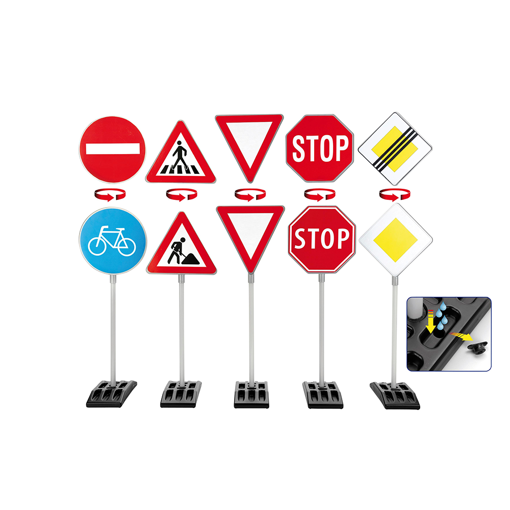 5 st. trafikskyltar, 70 cm höga – stoppskylt, vägarbete, cykelbana, väjningsplikt, huvudled upphör
