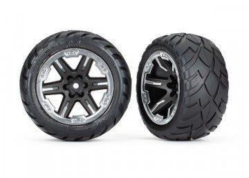 Traxxas 6775X Tires & Wheels Anaconda/RXT Black & Chrome 2,8" 4WD, 2WD Front (TSM-Rated)(2)