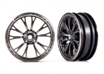 Traxxas 9472A Wheels Front Satin Black Chrome (2) Drag Slash