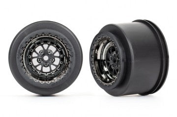 Traxxas 9473X Wheels Rear Black Chrome (2) Drag Slash