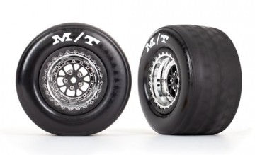 Traxxas 9475R Tires & Wheels Rear Chrome (2) Drag Slash