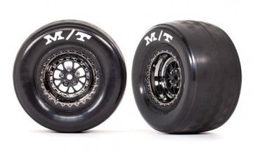 Traxxas 9475X Tires & Whels Rear Black Chrome (2) Drag Slash