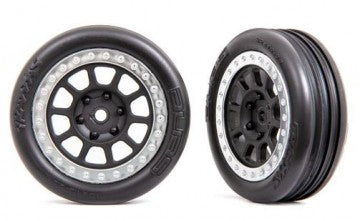Traxxas 2471G Tires & Wheels Alias Ribbed Medium / Grey Satin w. Chrome Ring 2.2" 2WD Front (2)