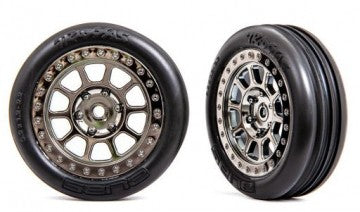 Traxxas 2471T Tires & Wheels Alias Ribbed Medium / Black Chrome 2.2" 2WD Front (2)