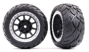 Traxxas 2478G Tires & Wheels Alias Medium / Grey Satin w. Chrome Ring 2.2" Rear (2)