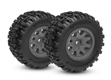 Traxxas 10770-GRAY Tires & Wheels Sledgehammer/ Mini Maxx Charcoal Gray Rear (2)