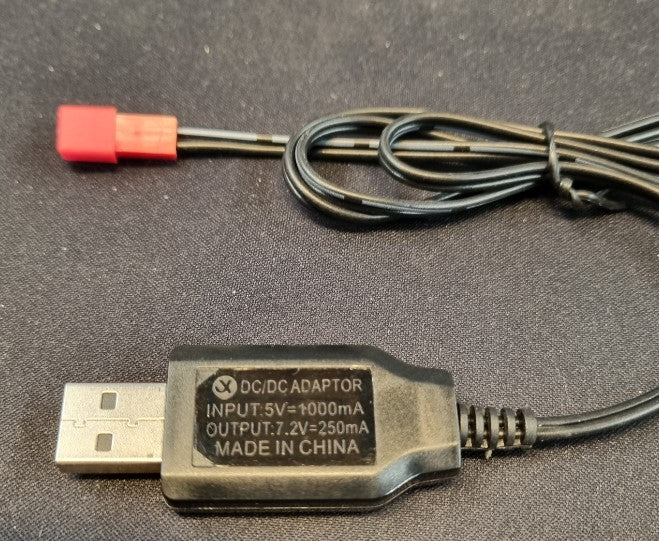 7,2V USB Lader til NiMh NiCd batterier - JST stik - 250mAh