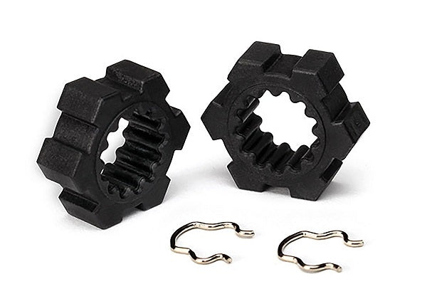 TRAXXAS 7756-BLK Wheel Hubs with Clips Rear (2) Funco Sand Car