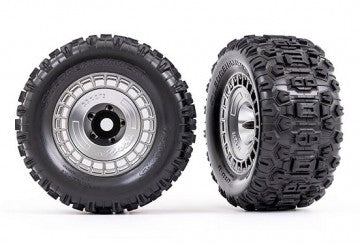 Traxxas 9572X Tires & Wheels Sledgehammer 3.8'' / Satin Chrome 3-piece Spoke (w/ Wheel Hubs) (2)