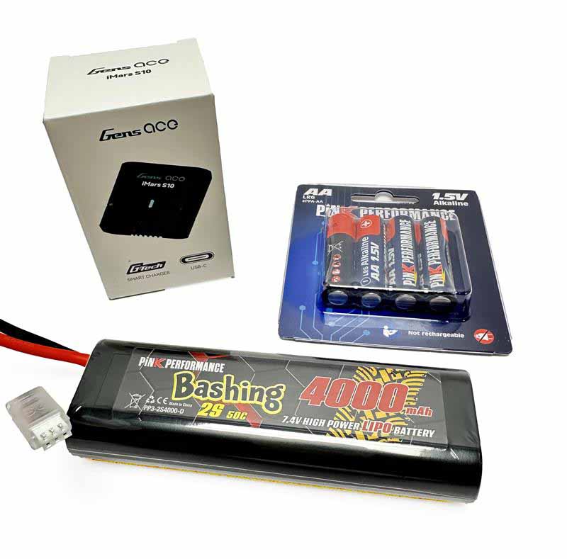 KE Power Bundle #2 - 2S LiPo (Deans) - USB Charger - AA Dry Cells