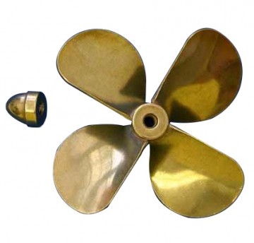 Brass Prop 4-Blade Right 3-3/8 dia