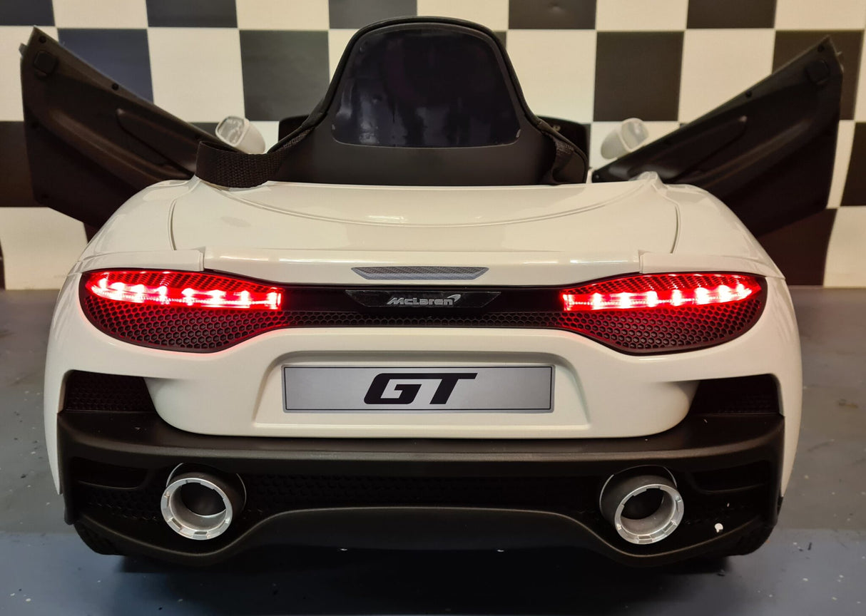 Batteri børnebil 12V McLaren 620 GT m. fjernbetjening hvid