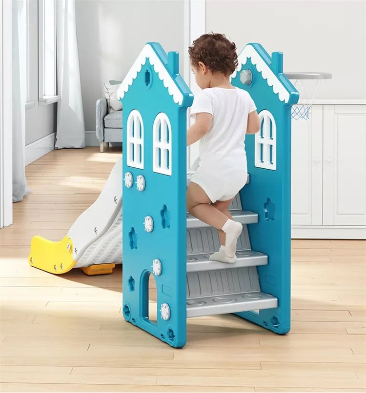 Kids Zone house with slide, swing and basket.