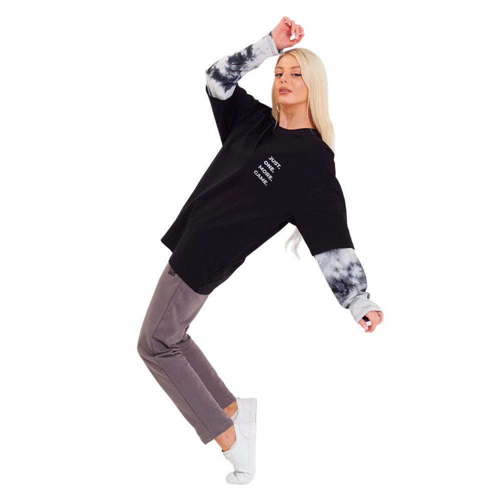 FragON tie dye long sleeve T-shirt, grey, S