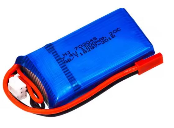 7,4V 1200mah Lipo batteri - 703048 - JST kontakt