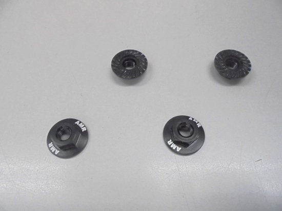 AUTOMODEL AMR-025BK - Serrated Large Diameter 1:10 Aluminium Wheel Nuts 4 Black