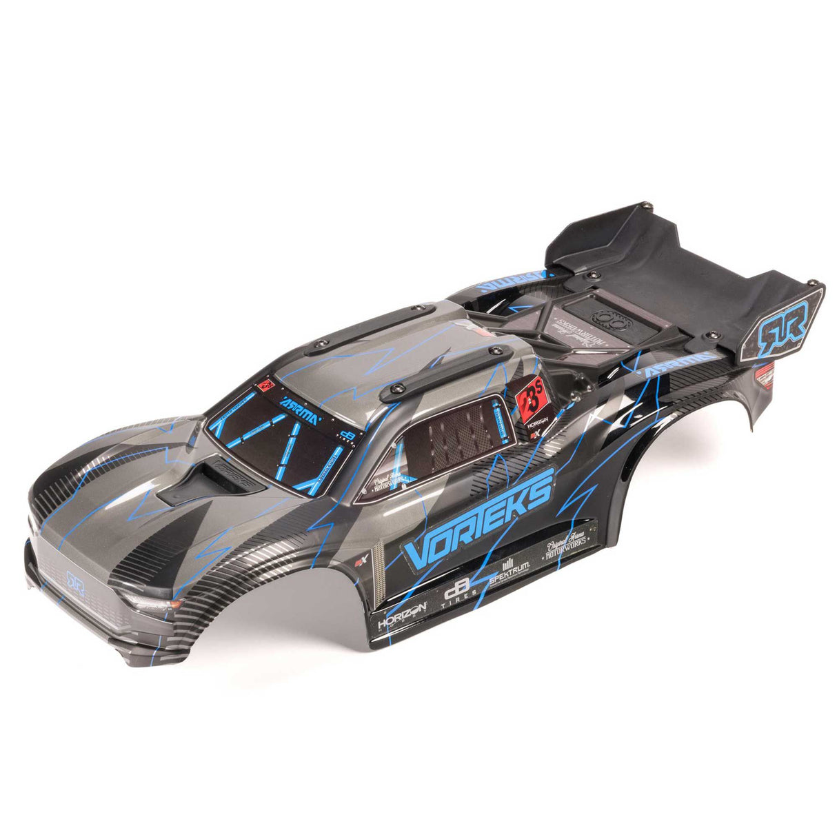 VORTEKS 2WD Painted Decaled Trimmed Body Set - Hidden Body Mount (Blue/Black)