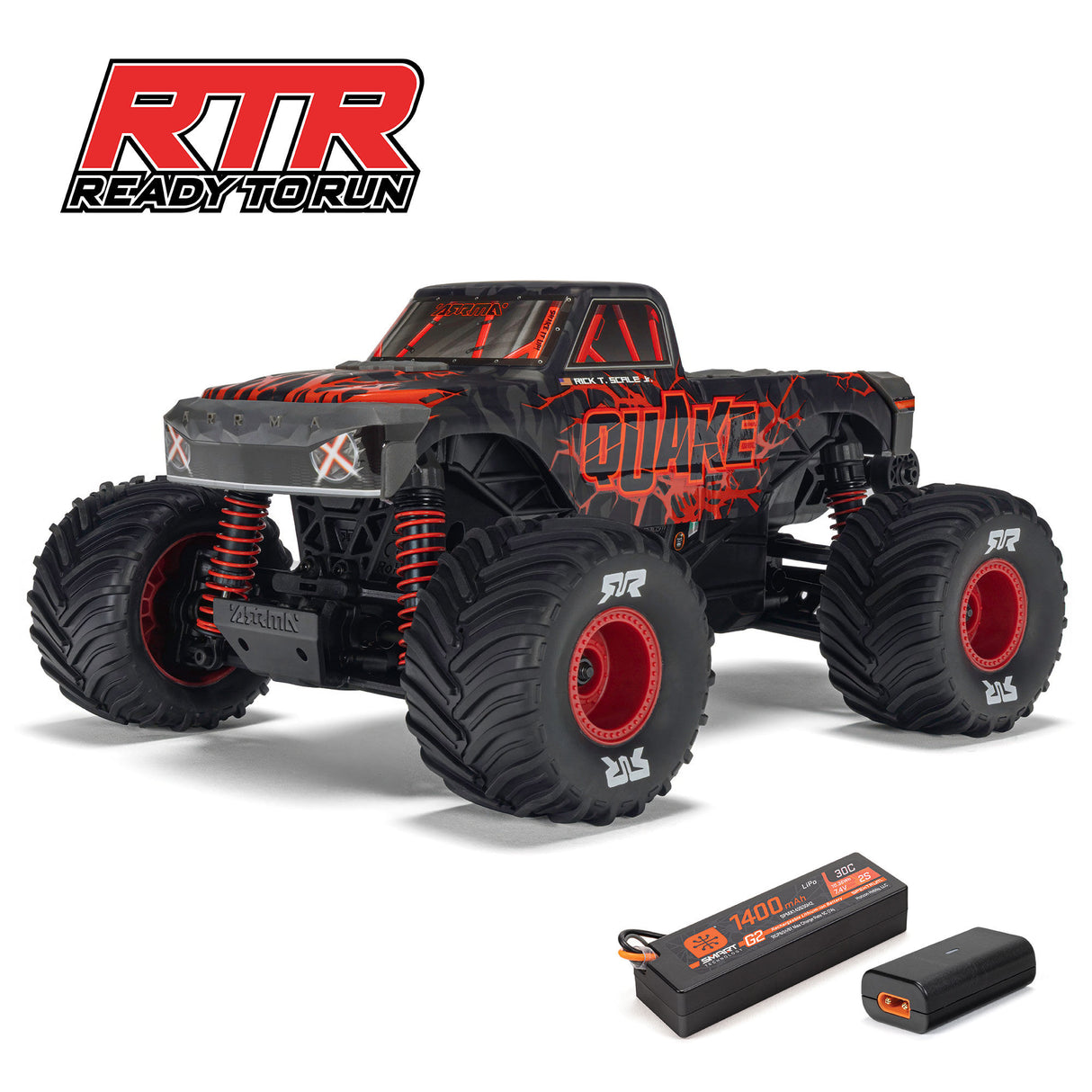 1/16 QUAKE GROM 4X4 RTR Brushed Monster Truck (Battery & Charger Included), Red