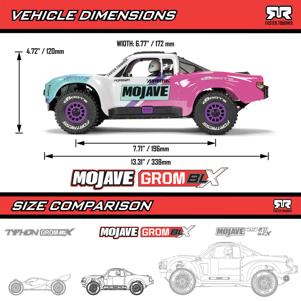 1/16 MOJAVE GROM 223S DSC 4X4 RTR Brushless Desert Truck (Battery & Charger Included), Teal