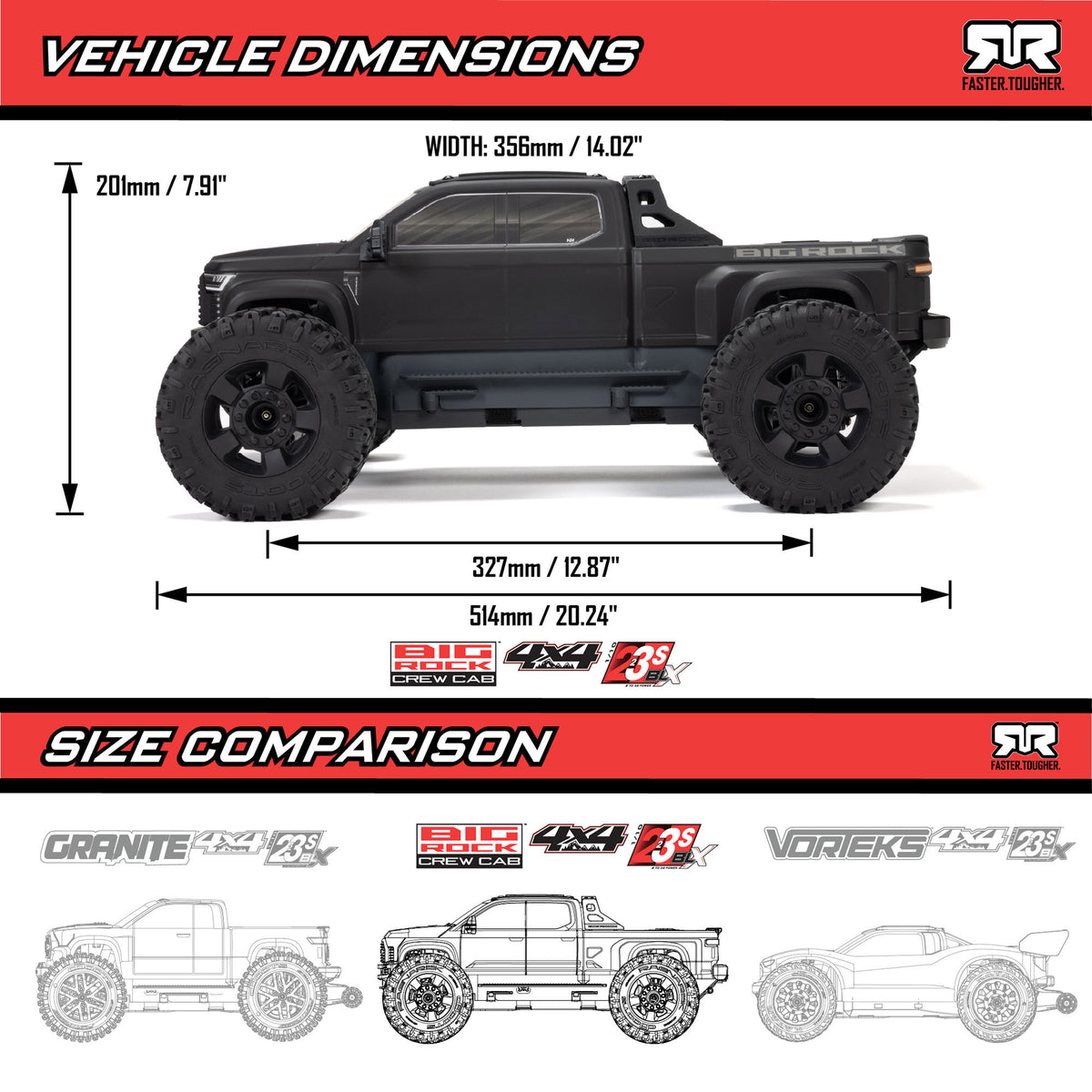 1/10 BIG ROCK 4X4 223S BLX BRUSHLESS STREET TRUCK RTR WITH DSC