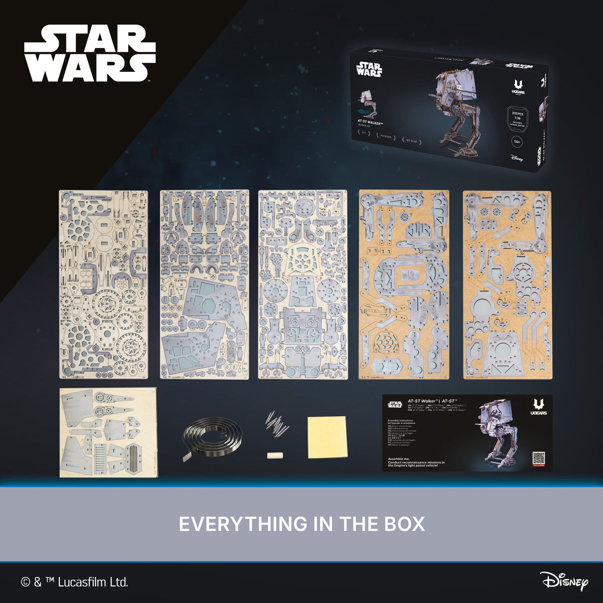 UGEARS Star Wars AT-ST Walker – 3D træbyggesæt med gangmekanisme (370 dele)