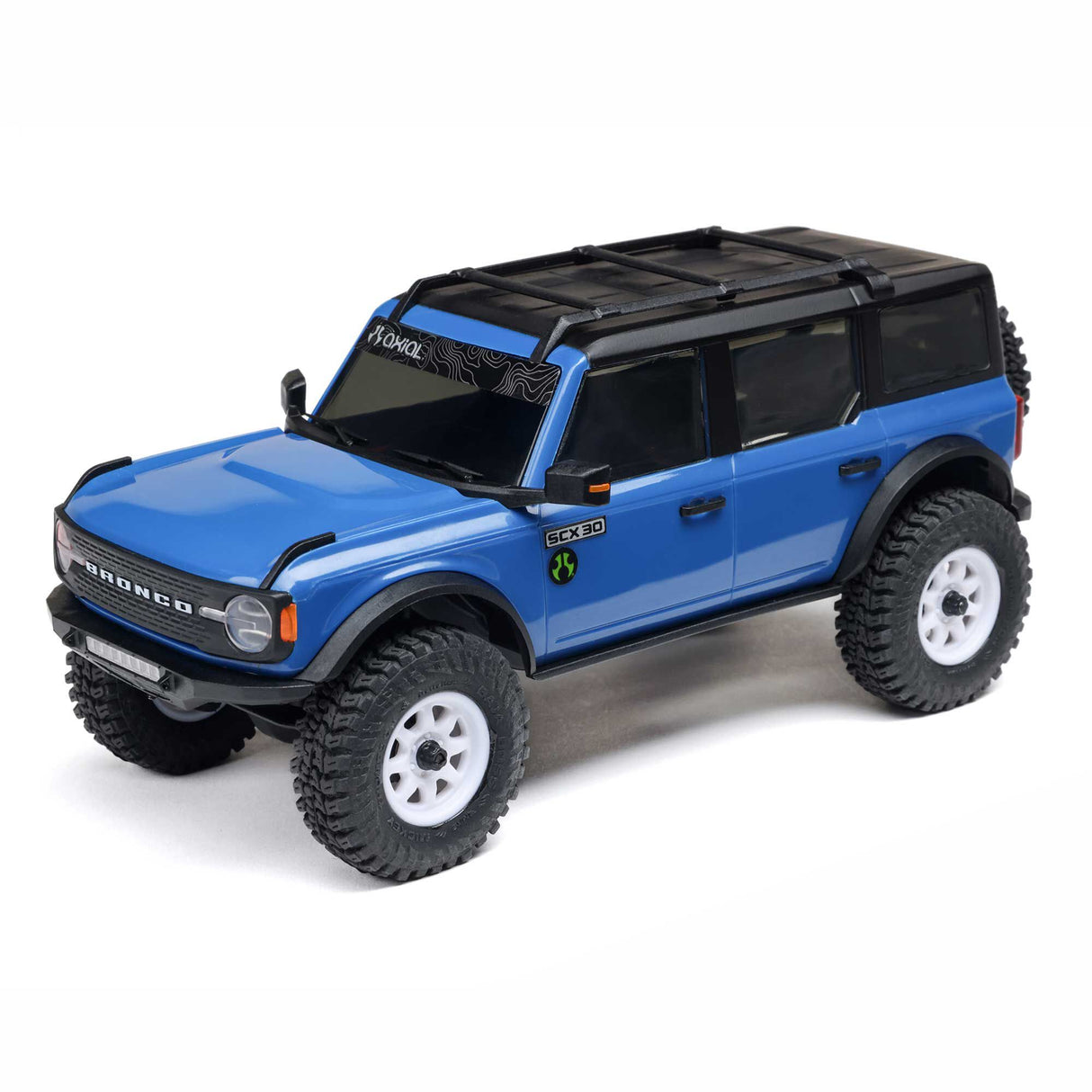 1/30 SCX30 Ford Bronco 4X4 RTR Brushed Rock Crawler (Battery & Charger Included), Blue