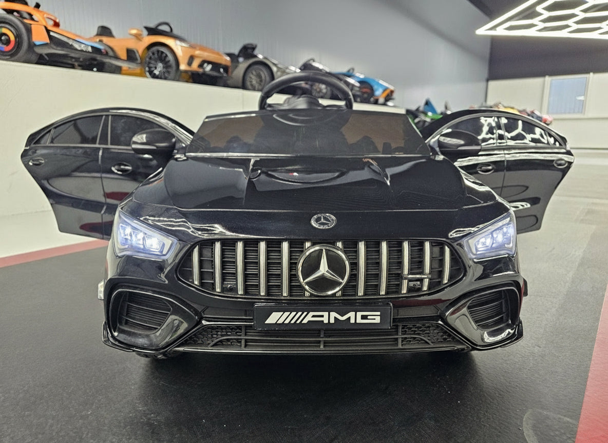 Mercedes-Benz CLA 45 12V elbil för barn – 1 person, metallic svart